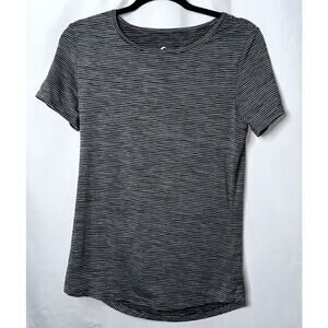 Zyia Active Womens Size Extra Small Black White Stripe Short Sleeve Activewear